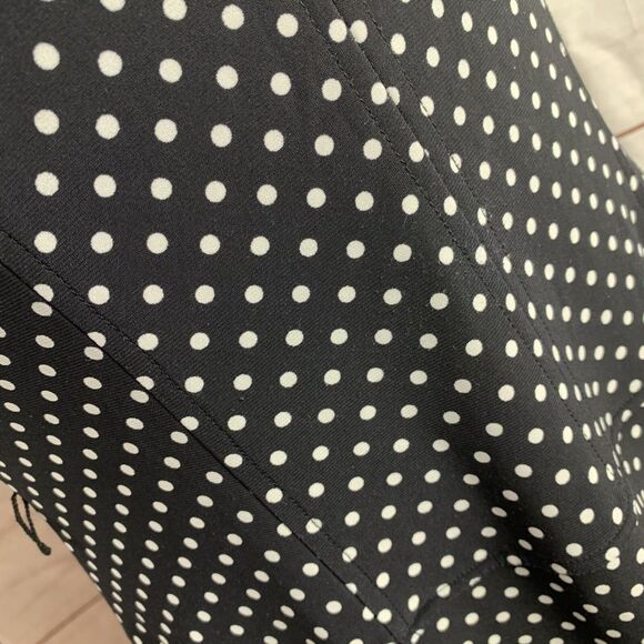 AK Anne Klein Dress Polka Dot A-line Fit-and-Flare Black 8 M Elastic Belt zipper - Picture 10 of 16